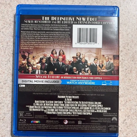 The Godfather Coda: The Death of Michael Corleone Blu-ray by - Black and Red - Picture 3 of 3